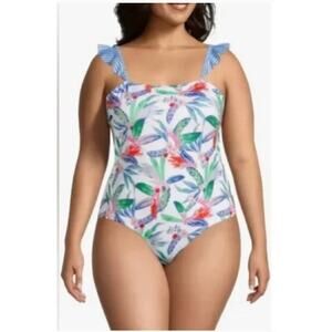 NEW w/Tags Outdoor Oasis Women's One Piece Swimsuit in White Tropical sz. 2X